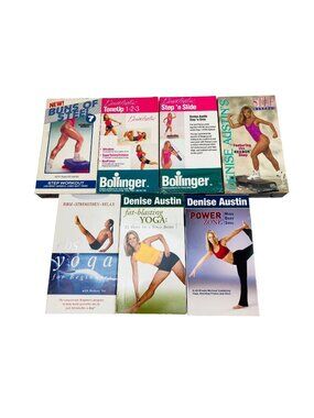 Lot Of 7 Denise Austin Step Workout, Toning & Yoga Fitness VHS Tapes Vintage